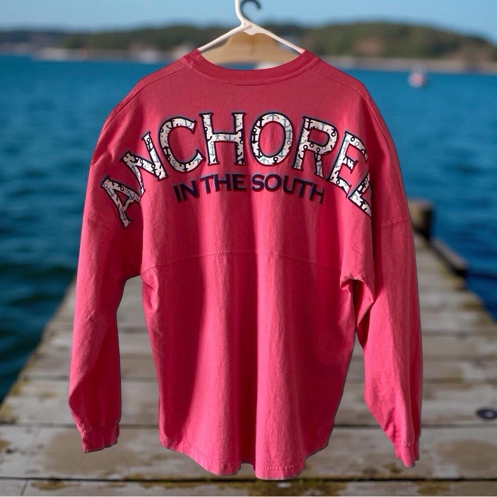 Spirit jersey - Anchored in the South Oversized Cotton Coastal Style Size M pink